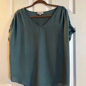 LOFT Teal V-Neck Blouse